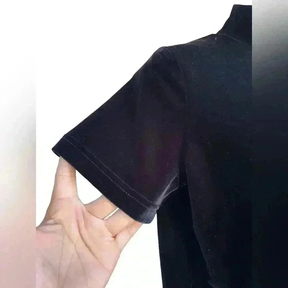 Madewell women’s Velvet Mock Neck Tee In Black Size Small pre-loved no flaws - Picture 5 of 7